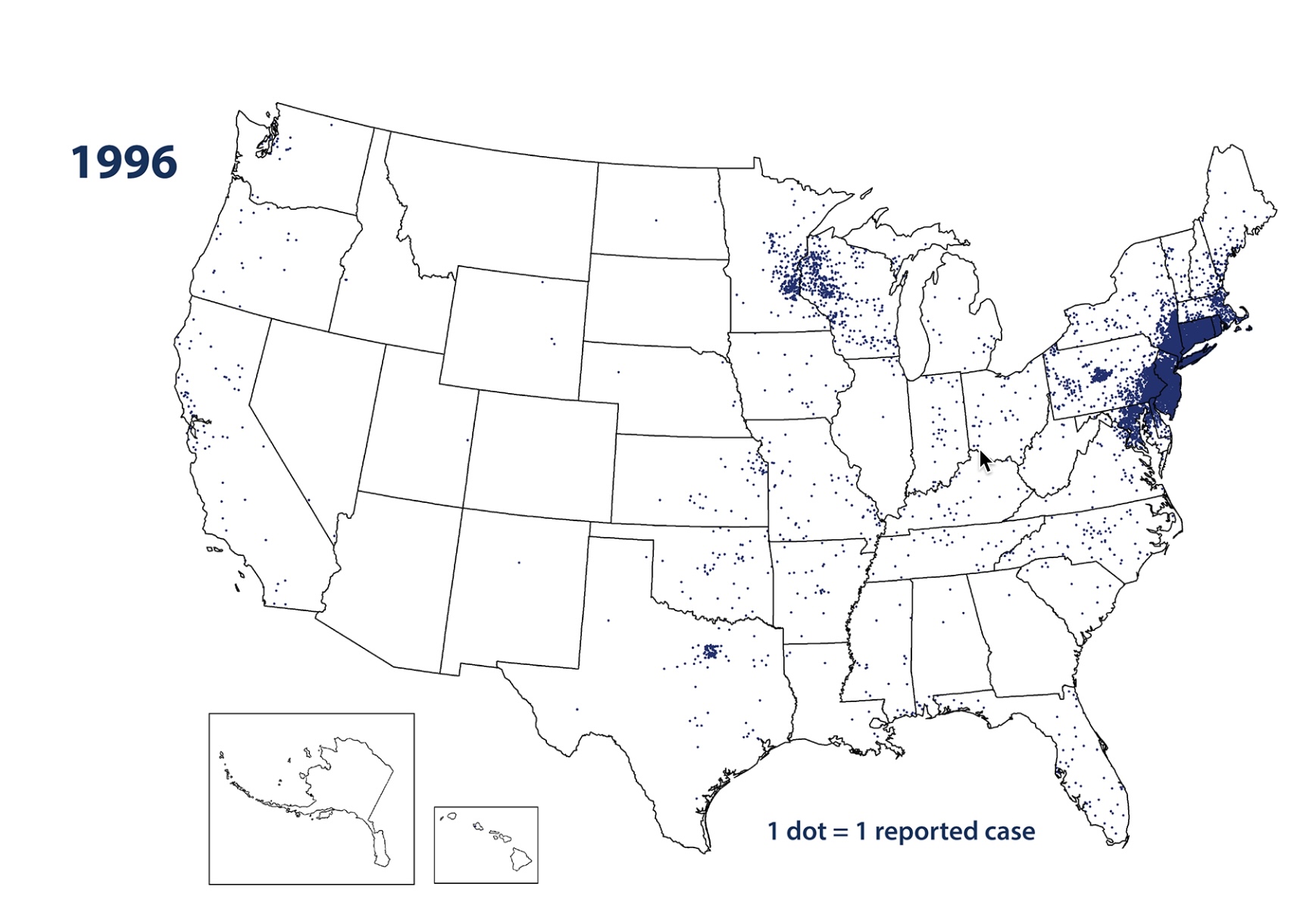Lyme disease cases in 1996